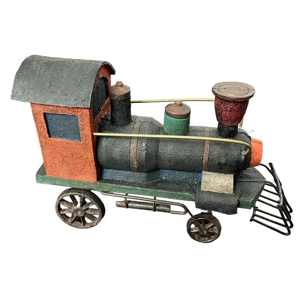 Vintage Cast Iron Locomotive Train Engine Russ Berrie Age of Travel 13425 TAGS